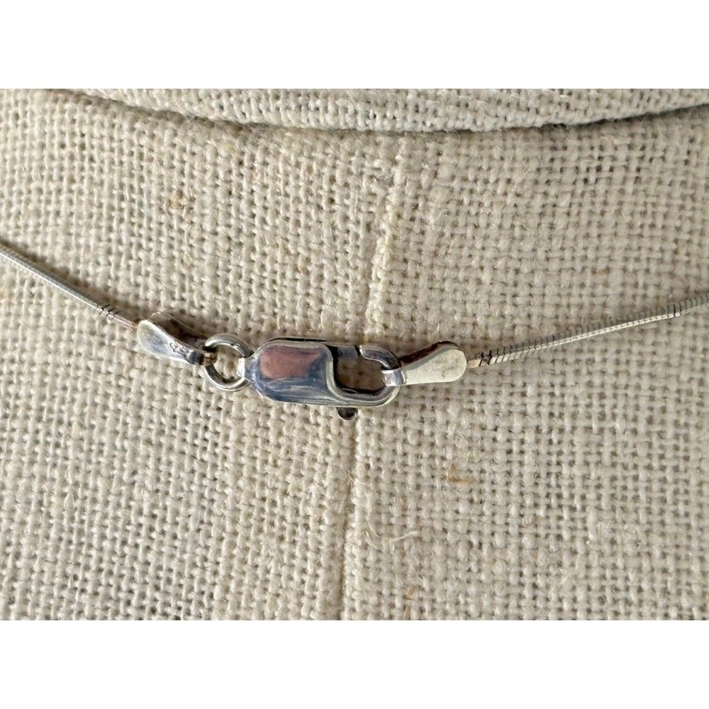 Round Snake Chain Sterling Silver Open Ball Pendant Necklace 18.25" - Picture 5 of 7
